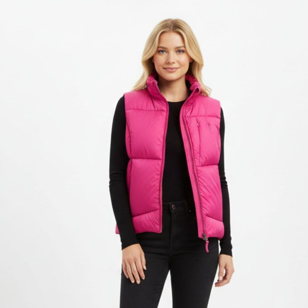 Ralph Lauren Hot Pink Down Filled Puffer Quilted Sleeveless Zip & Up Down Vest S